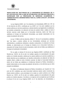 Resolución de precios públicos curso 2016-2017