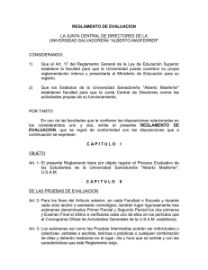 Reglamento de Evaluación - Universidad Salvadoreña Alberto