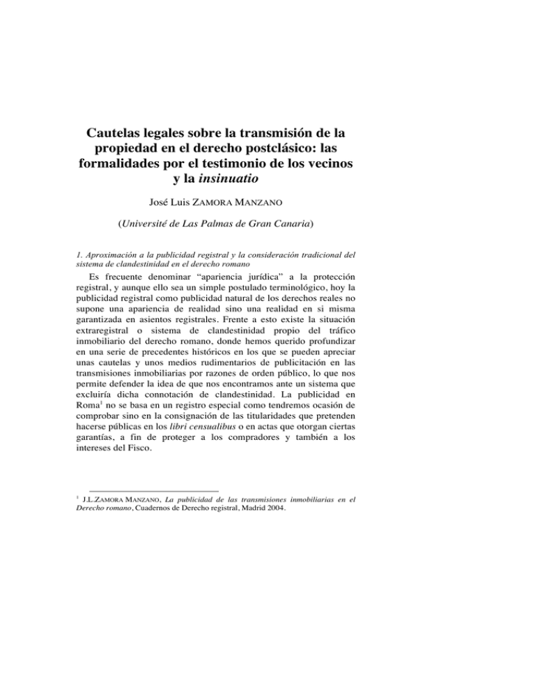 Cautelas legales sobre la transmisión de la propiedad en el