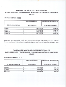 TARIFAS DE VIATICOS