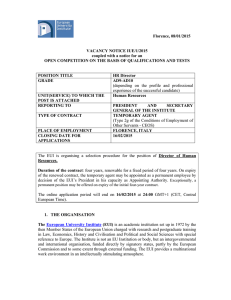 Vacancy Notice IUE/1/2015 - European University Institute