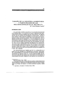 TAMAÑO DE LA INDUSTRIA ALIMENTARIA Y PARTICIPACIÓN DE