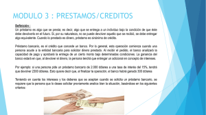 MODULO 3 : PRESTAMOS/CREDITOS