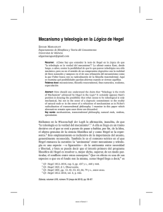 Mecanismo y teleología en la Lógica de Hegel