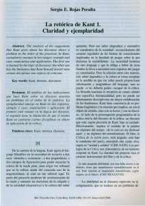 La retórica de Kant 1. Claridad y ejemplaridad