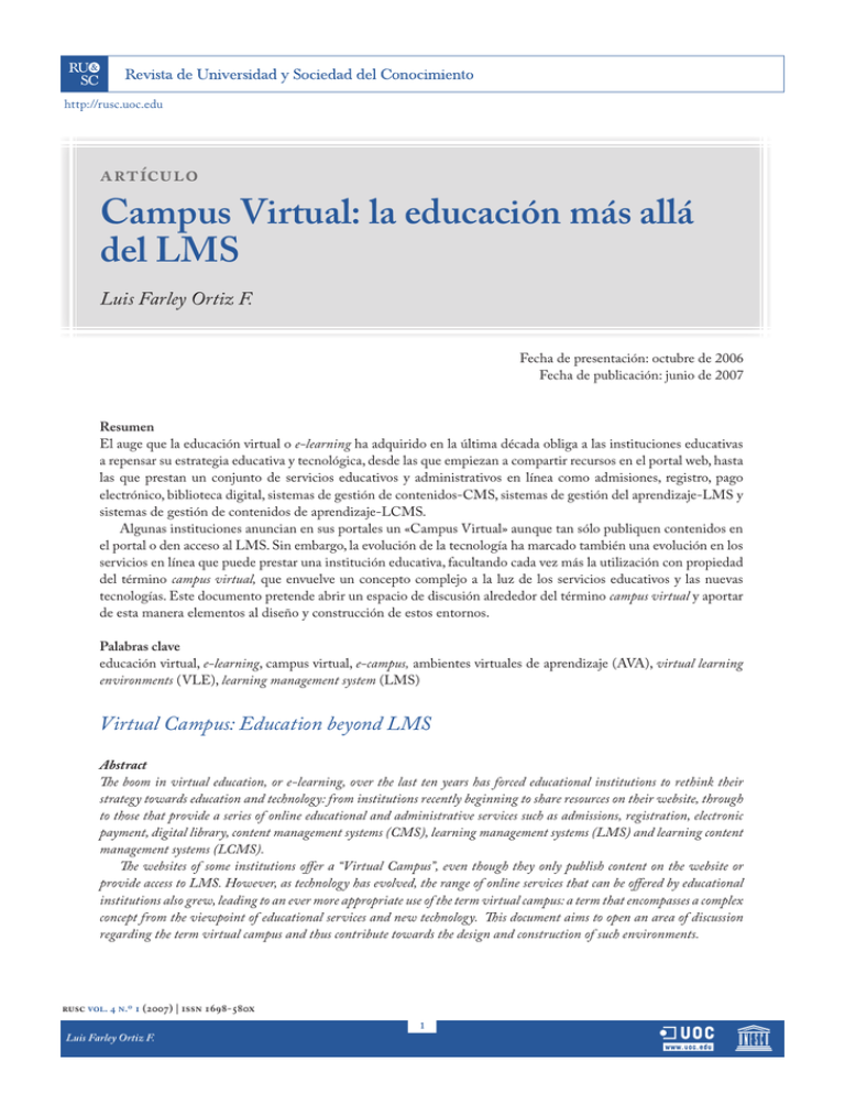 Art Culo Campus Virtual La Educaci N M S All Del Lms