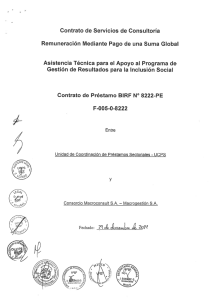 Contrato de Servicio de Consultoría Asistencia Técnica para