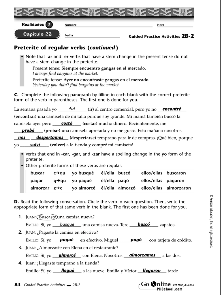 Preterite Of Regular Verbs continued Busqu Fu Preterite Of Regular Verbs continued Busqu Fu