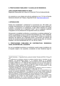 X. PRESTACIONES FAMILIARES Y CLÁUSULAS DE RESIDENCIA