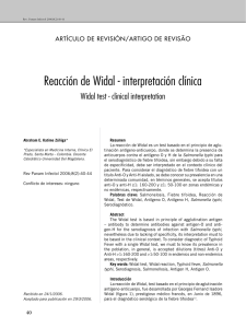 Reacción de Widal - interpretación clínica