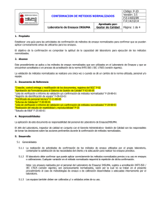 CONFIRMACION DE METODOS NORMALIZADOS Código: P