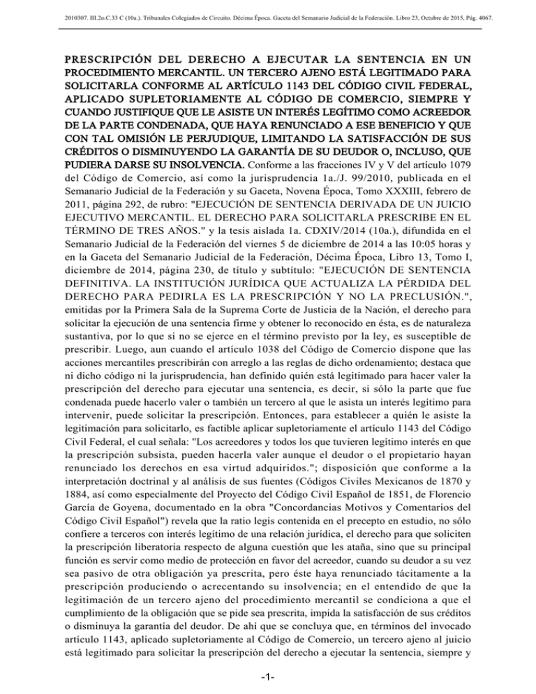 PRESCRIPCIÓN DEL DERECHO A EJECUTAR LA SENTENCIA EN