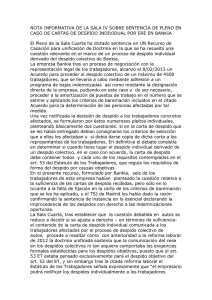 Nota informativa Sala IV despidos Bankia