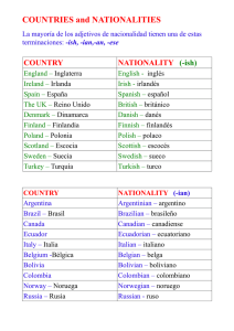 COUNTRIES and NATIONALITIES