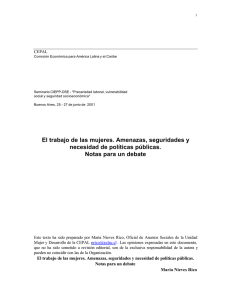 El trabajo de las mujeres. Amenazas, seguridades y necesidad de