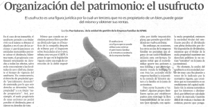 / Organización del patrimonio: el usufructo l