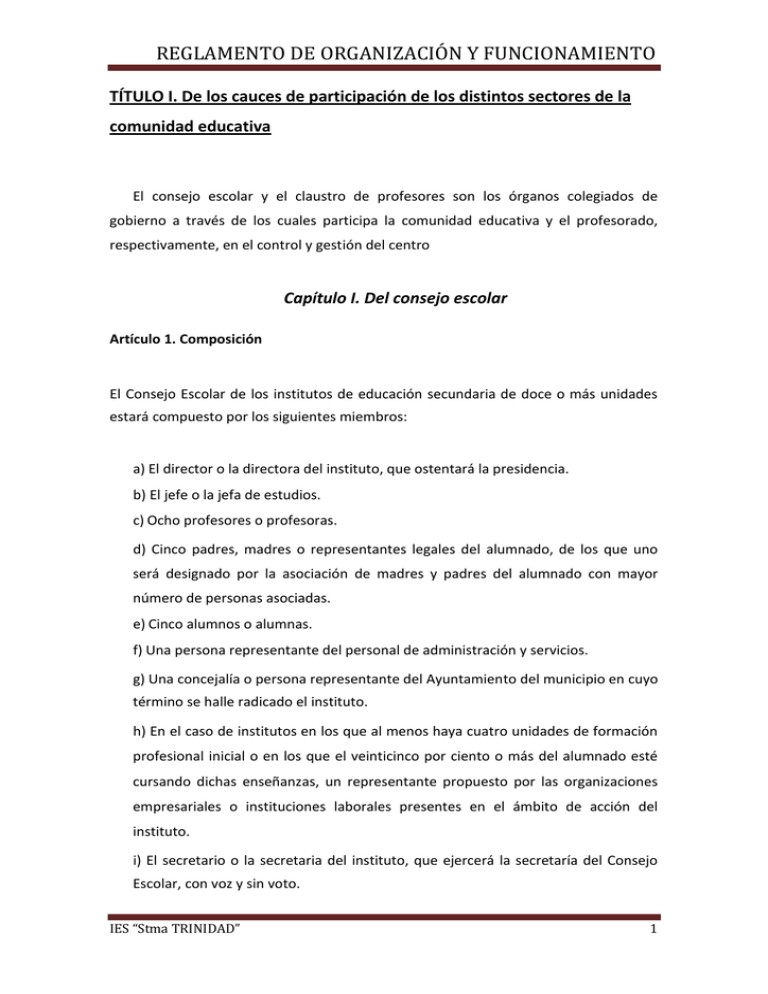 Reglamento De Organización Y Funcionamiento