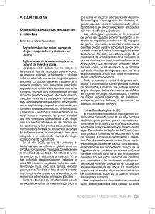 V. CAP&Iacute;TULO 10 Obtenci&oacute;n de plantas resistentes a insectos