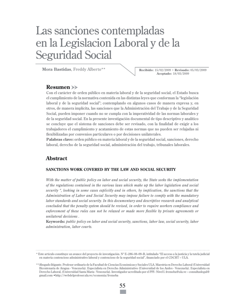 Las Sanciones Contempladas En La Legislacion Laboral