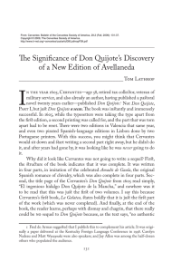 The Significance of Don Quijote`s Discovery of a New Edition - H-Net
