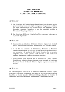 reglamento de distinciones del comité olímpico español