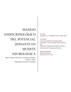 manejo endocrinológico del potencial donante en muerte neurológica