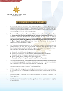 REQUISITOS DE INCORPORACIÓN 2015 l