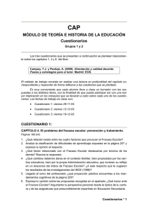 MÓDULO DE TEORÍA E HISTORIA DE LA EDUCACIÓN Cuestionarios