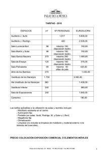1 TARIFAS - 2016 ESPACIOS m² Nº PERSONAS EUROS/JORN