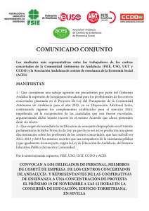 COMUNICADO CONJUNTO PRESUPUESTOS ANDALUCES 2015