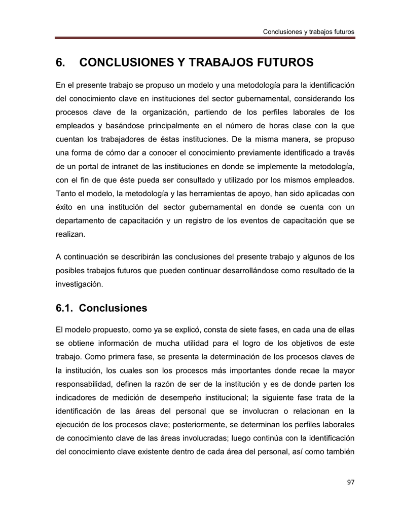 Ejemplos De Conclusiones De Trabajos