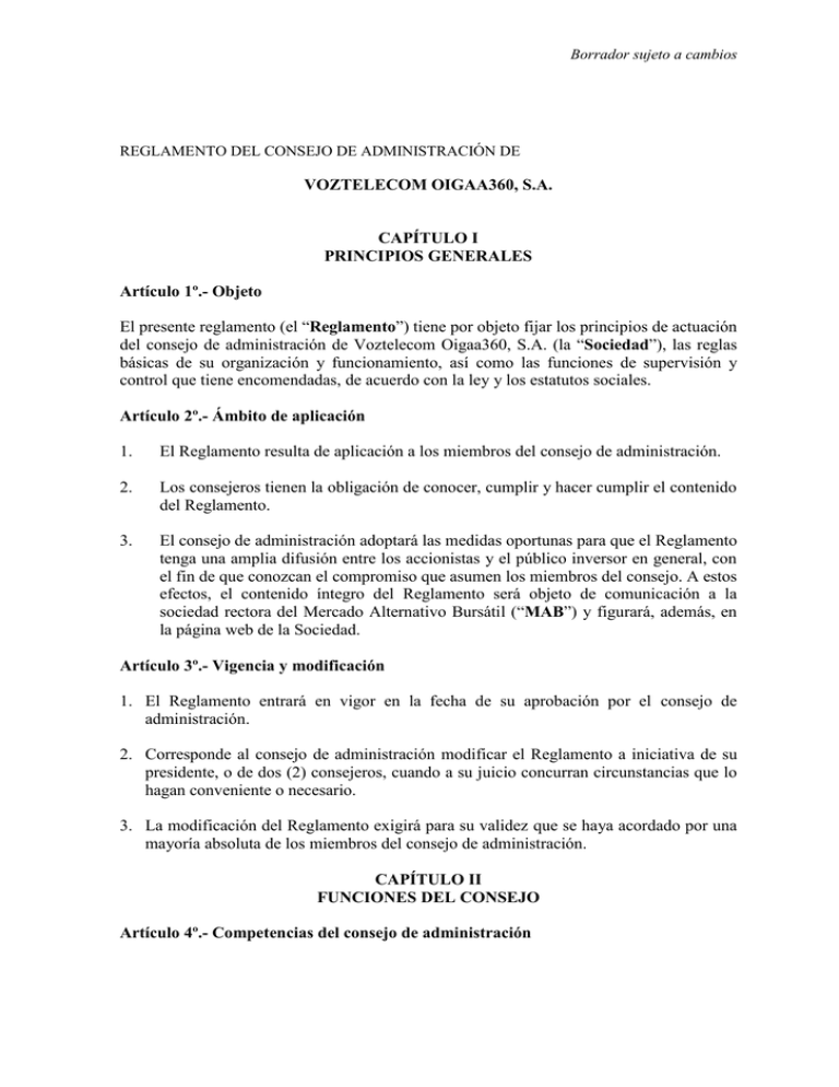 Reglamento Del Consejo De Administración