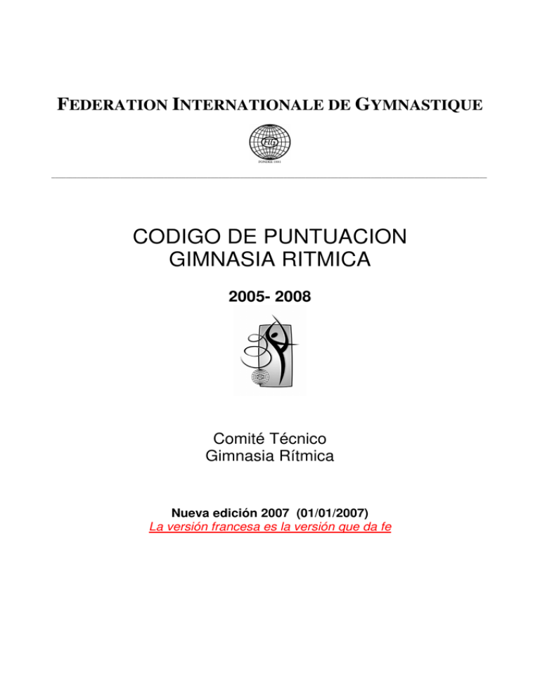 Código puntuación gimnasia rítmica 2020 Gimnasia Recreación