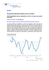 El País Los precios suben por primera vez en 14 meses