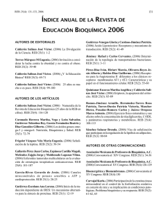 ÍNDICE ANUAL DE LA REVISTA DE EDUCACIÓN BIOQUÍMICA 2006