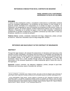 RETICENCIA E INEXACTITUD EN EL CONTRATO DE SEGUROS