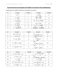 Guía de Ejercicios para Despeje de Variables en Ecuaciones Físico