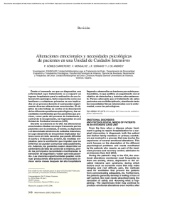 Alteraciones emocionales y necesidades psicológicas de pacientes