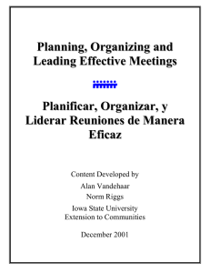 Planning, Organizing and Leading Effective Meetings Contents