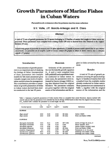 Growth Parameters of Marine Fishes