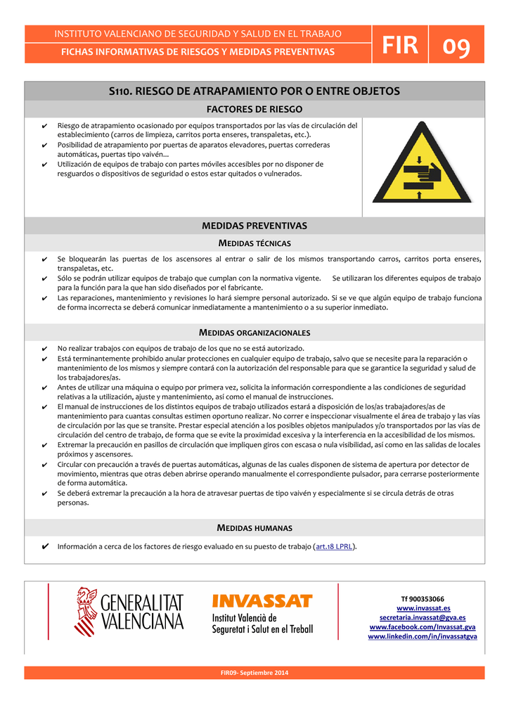 S110 Riesgo De Atrapamiento Por O Entre Objetos