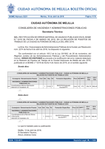 rectificación de error material de anuncio publicado en el bome n.º