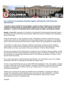 Con confianza inversionista Colombia seguirá enfrentando