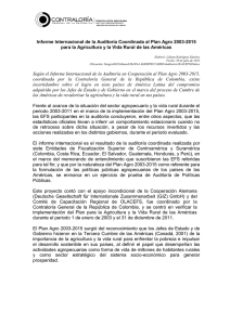 Informe Internacional de la Auditoría Coordinada al Plan Agro 2003