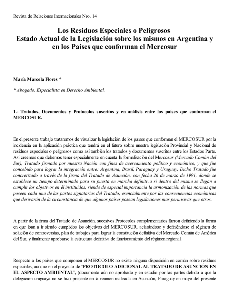 Los Residuos Especiales O Peligrosos Estado Actual De La