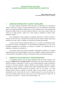 educación en valores: un enfoque desde la investigación científica