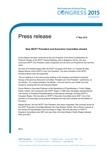 Press release - World Confederation for Physical Therapy