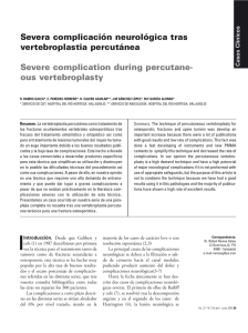 Severa complicación neurológica tras vertebroplastia percutánea
