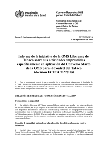 Informe de la iniciativa de la OMS Liberarse del Tabaco sobre sus