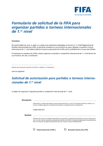 Formulario de solicitud de la FIFA para organizar partidos o torneos